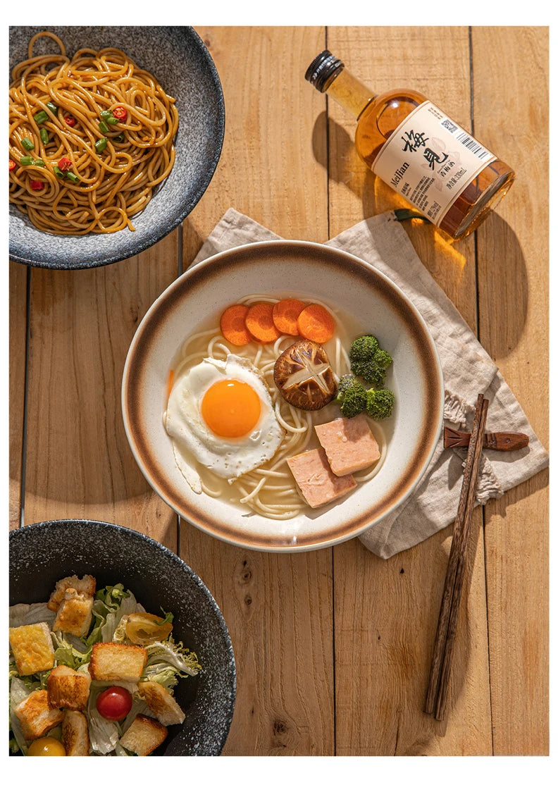 Ceramic Lamian Noodles Bowl Set Home Kitchen with Tableware in USA.