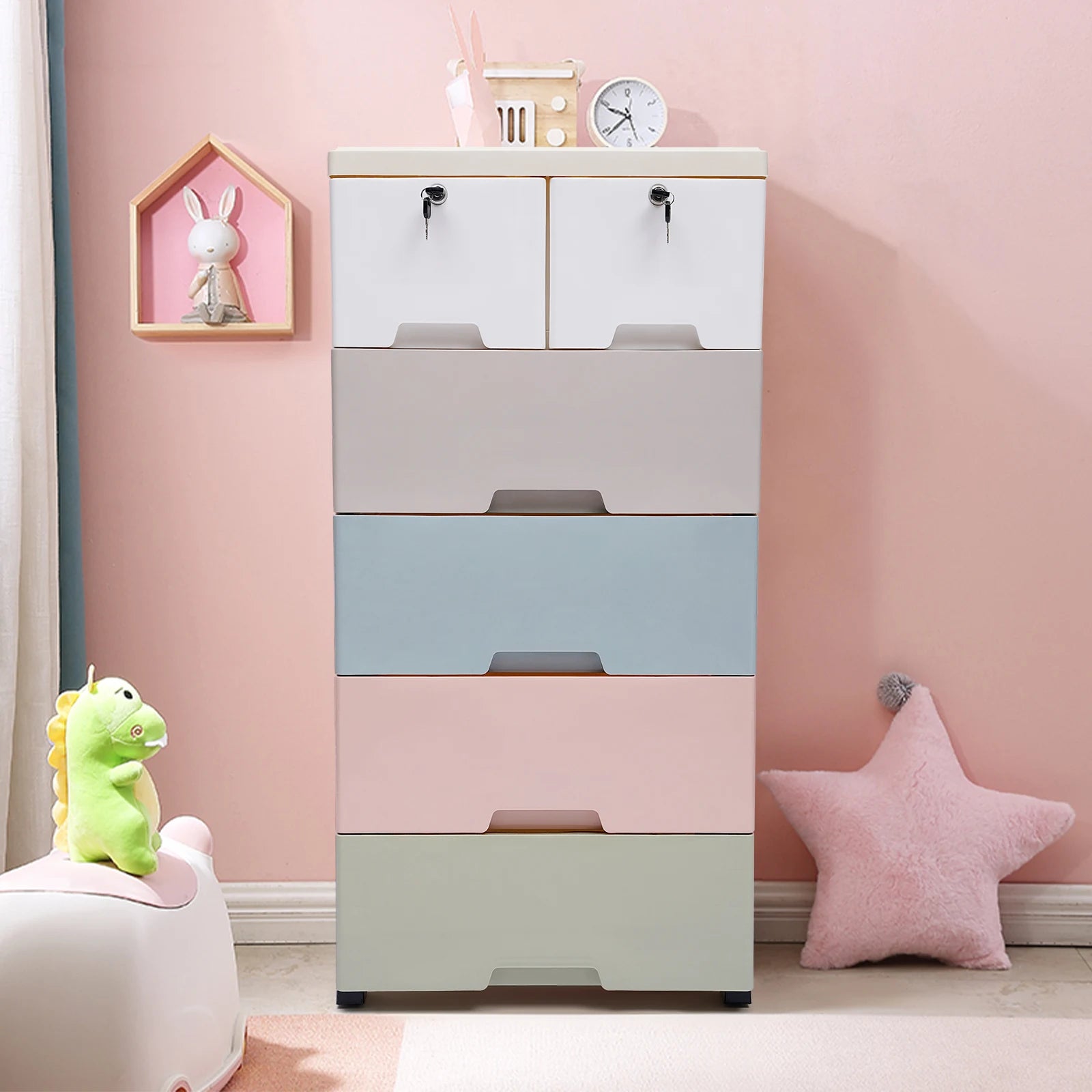 Multicolor Wardrobe Plastic Cabinet Drawers Kids IN USA.