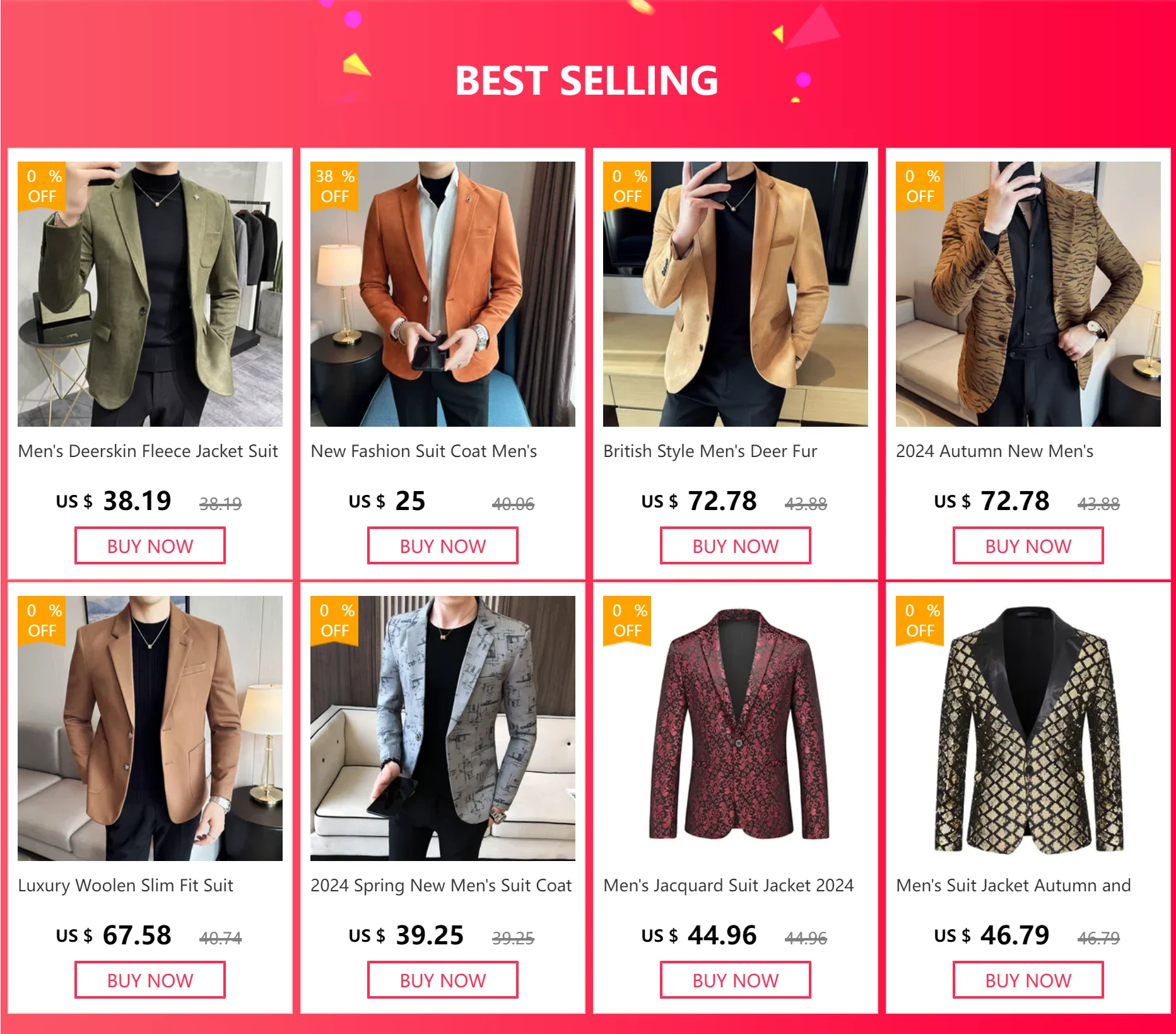 New Fashion Suit Coat Men's Slim Fit Deerskin IN USA.