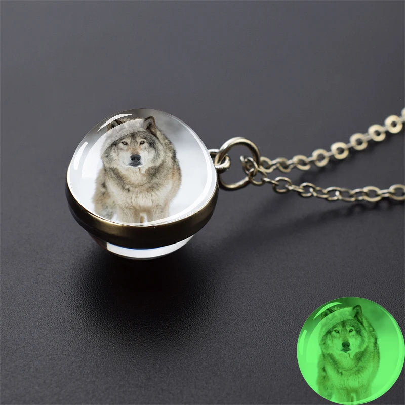 Glow Dark Wolf Necklaces Howling Wolf Head in USA