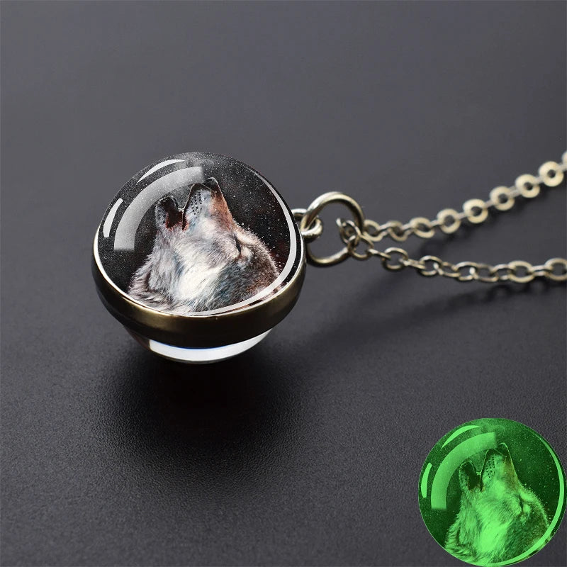 Glow Dark Wolf Necklaces Howling Wolf Head in USA