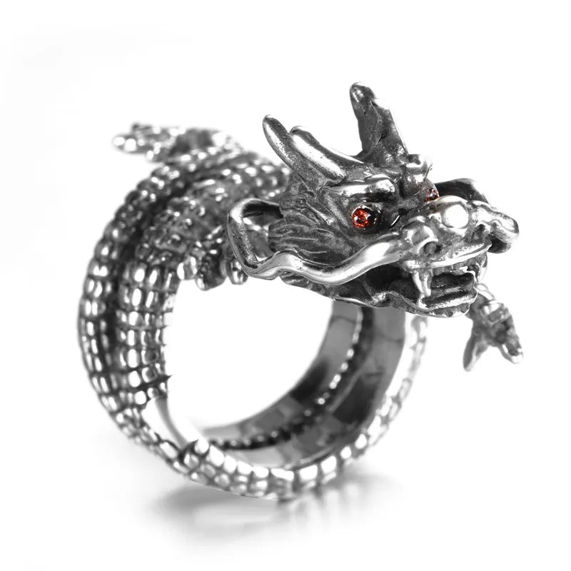 Jisensp Gothic Punk Dragon Ring Men Retro Viking Animal in USA