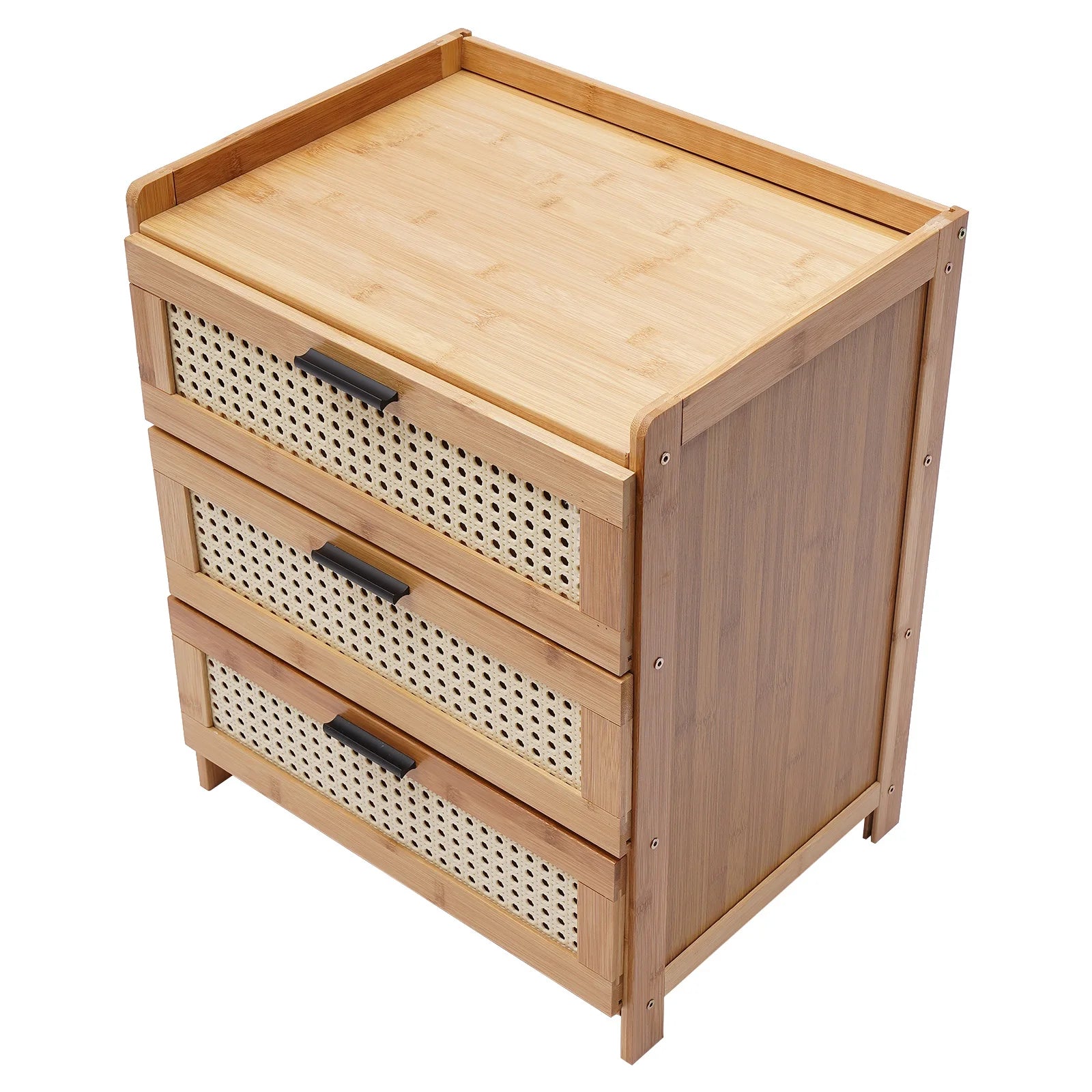 Drawer Modern Bamboo Nightstand Side Table Bedroom IN USA.