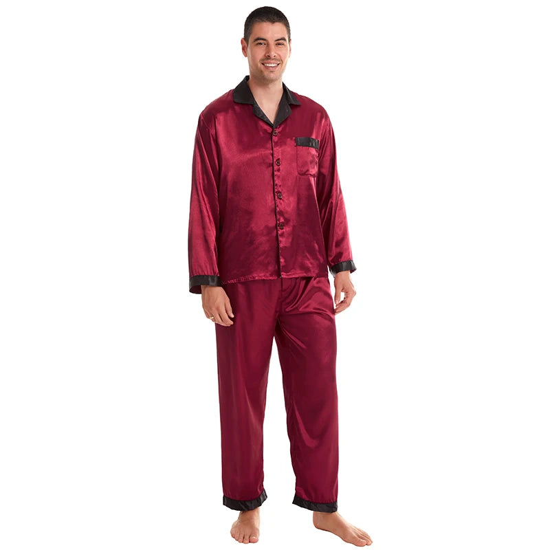 Tony&Candice Men's Satin Silk Pajama Set Men Pajamas Silk in USA