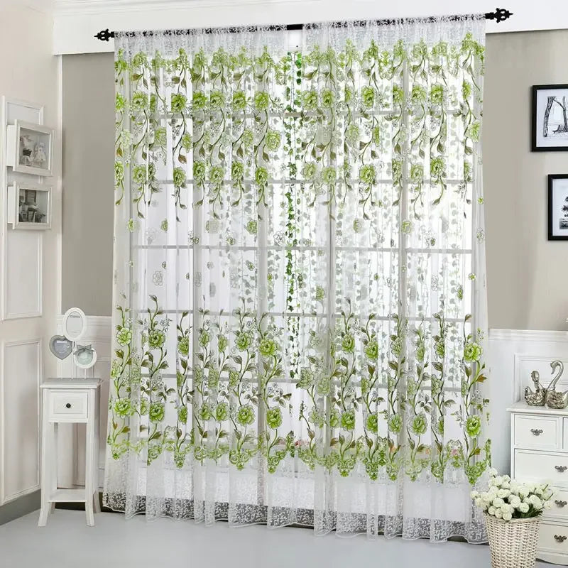 Peony Tulle Curtains Kitchen Door Window Living Room in USA