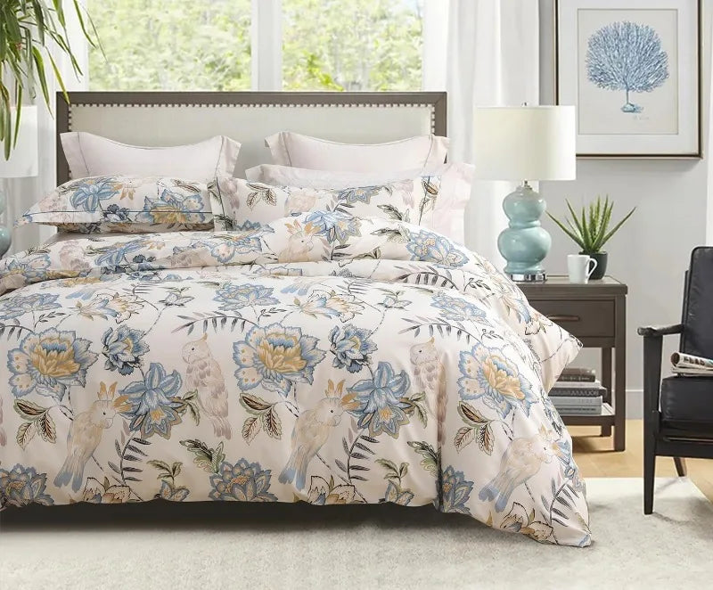 Duvet Cover, Thread Count Cotton Printed Luxury Floral Comforter