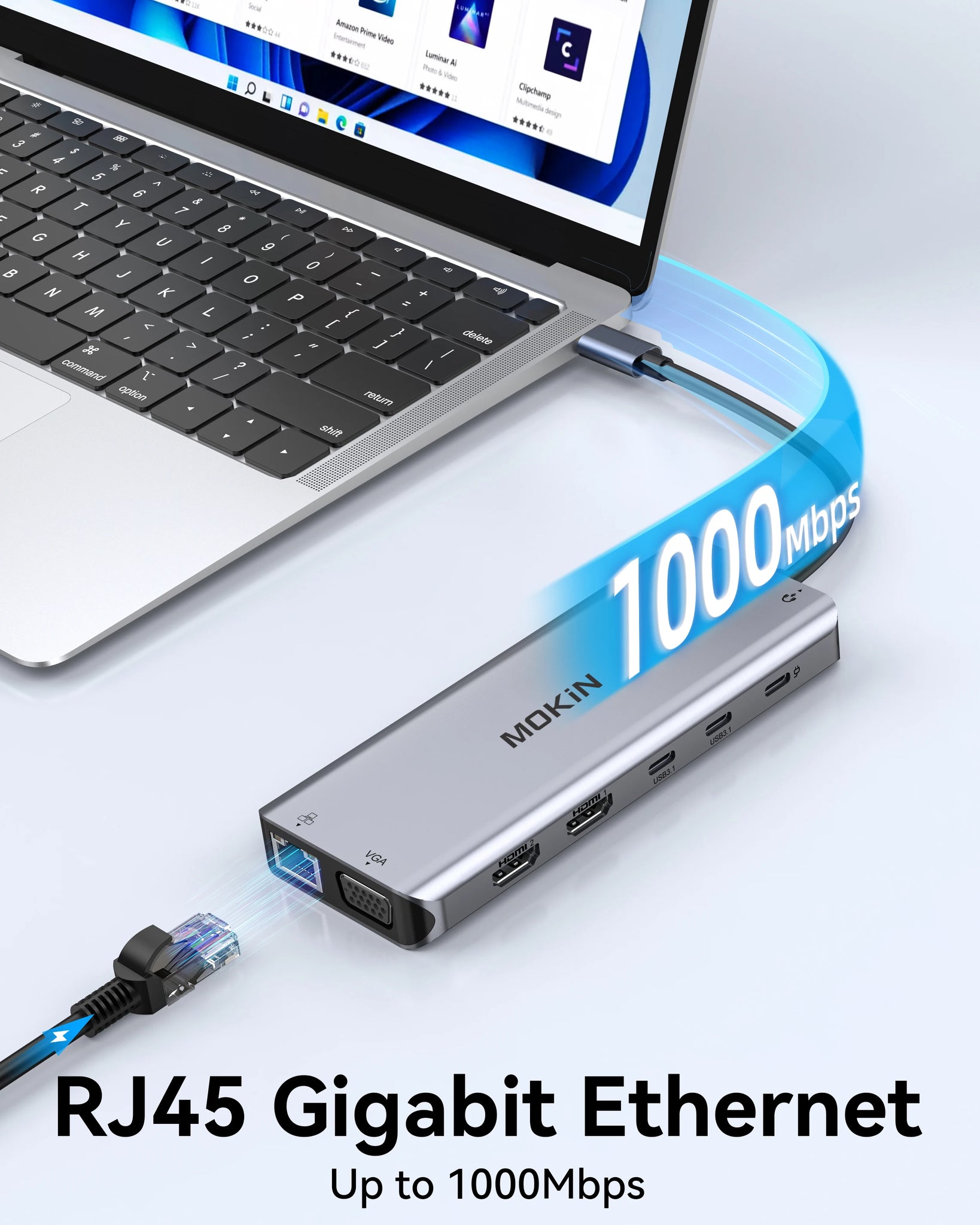 MOKiN USB HUB HDMI DP VGA Gigabit Ethernet USB IN USA.