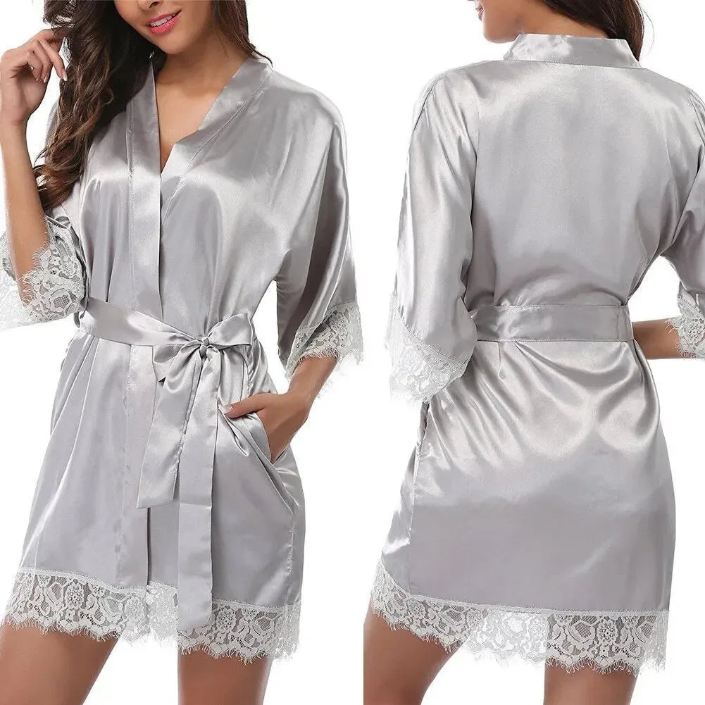 Women's Underwear Glossy Robe Pajamas Ice Silk in USA