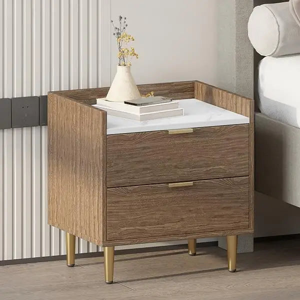 Wooden Nightstand Drawers Worktop, Bedside Table IN USA.