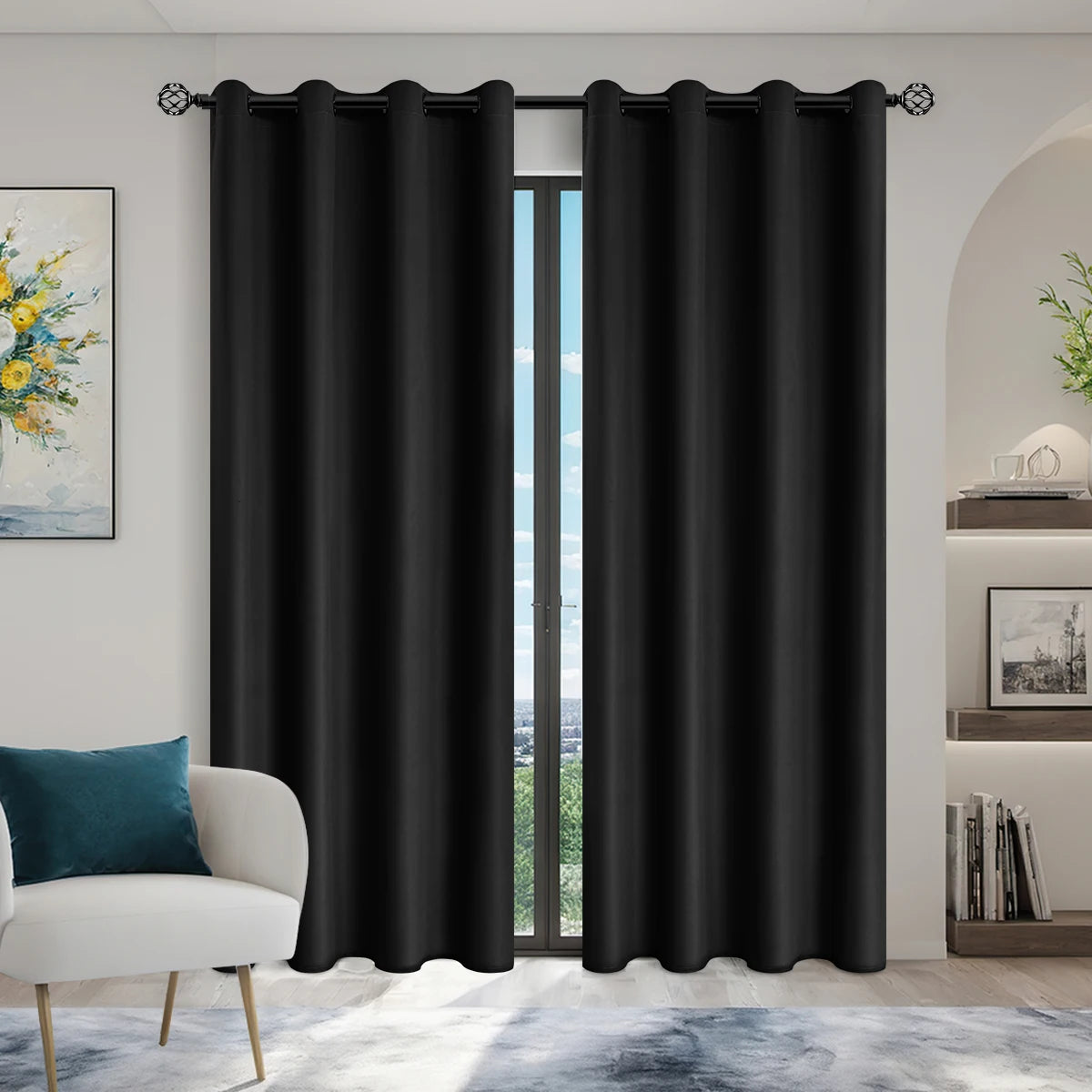 Solid color full shading sun protection Blackout curtains in USA