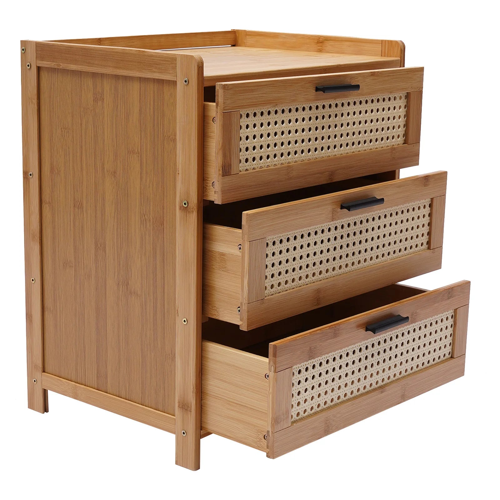 Drawer Modern Bamboo Nightstand Side Table Bedroom IN USA.