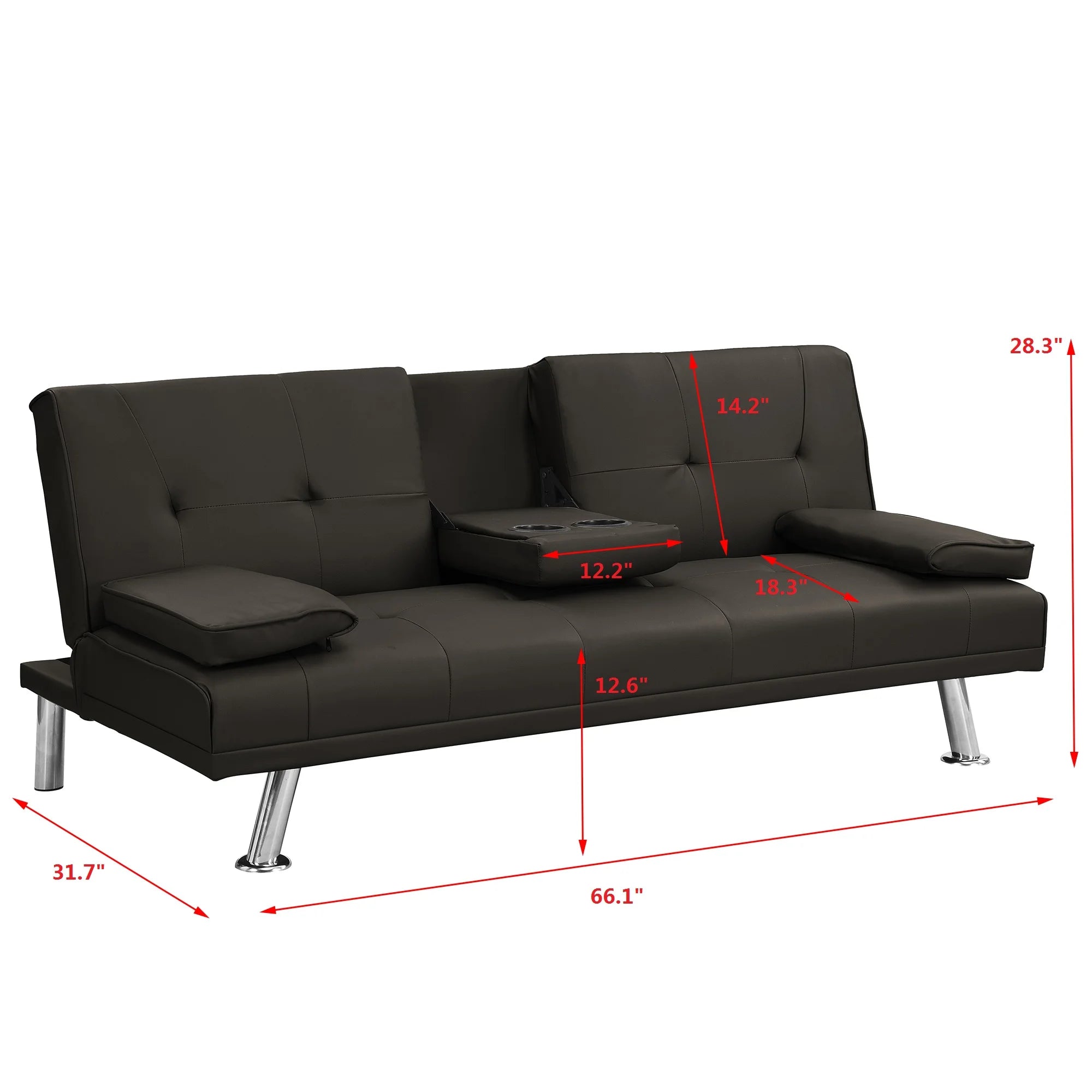 Sofa Bed Armrest Two Holders WOOD FRAME STAINLESS in USA.