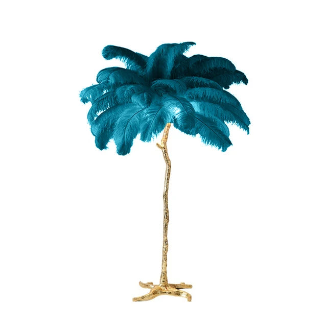 Nordic Ostrich Feather Led Floor Lamp Resin Copper IN USA.