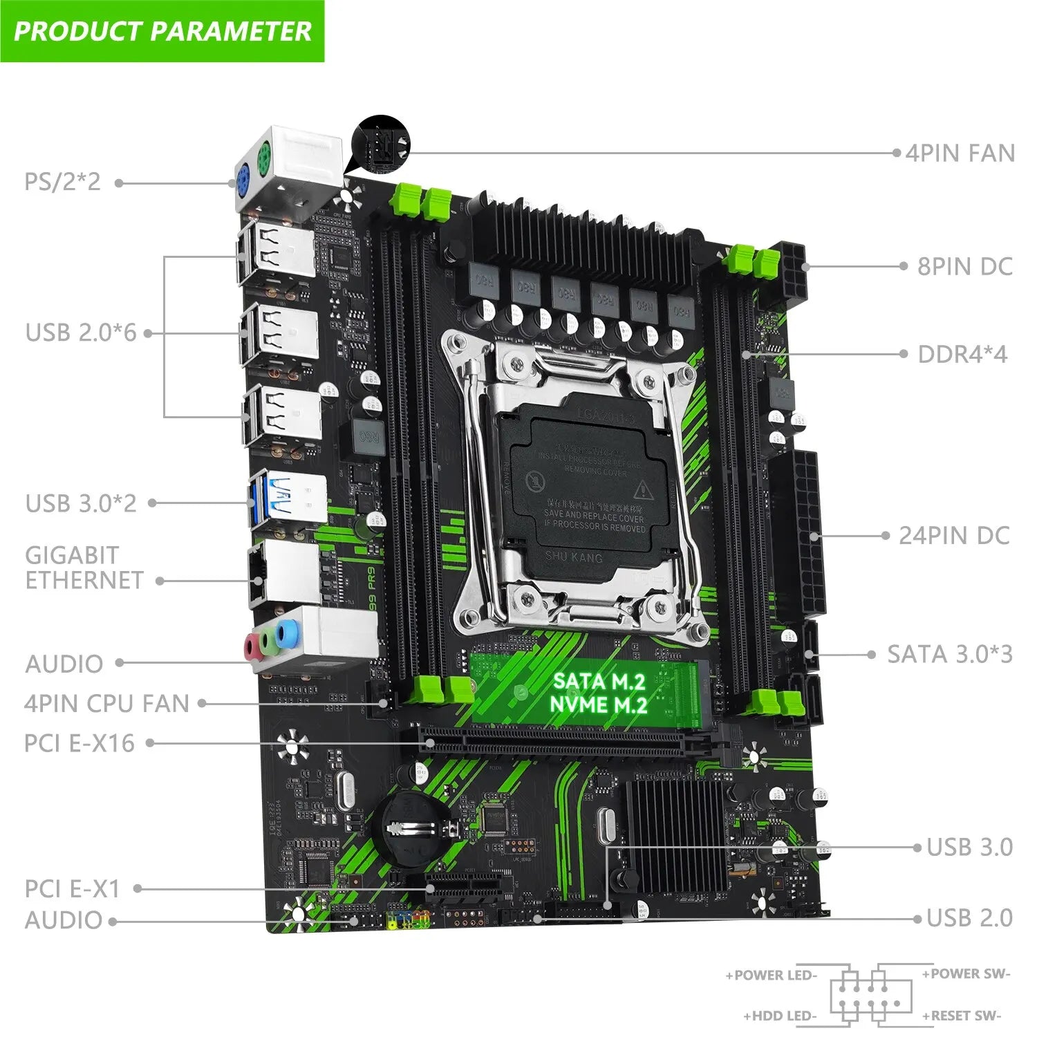 MACHINIST X99 Motherboard X99 PR9 Support LGA 2011-3 Intel Xeon E5 V3&