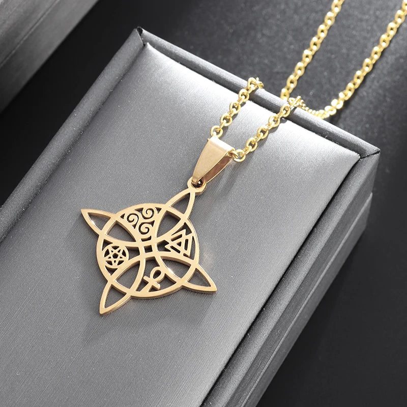 Charm Witch Knot Necklace Pendant Stainless Steel Valknut Triskelion in USA