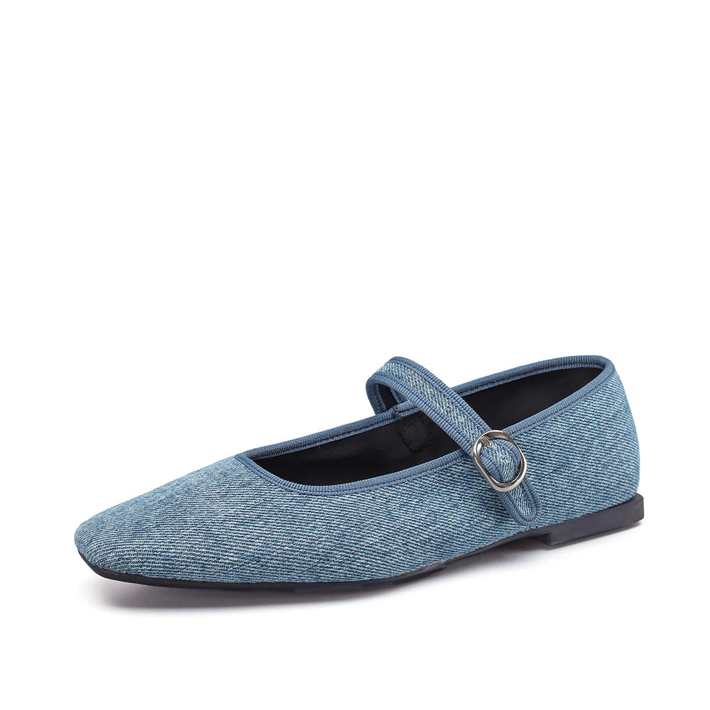 Smile Circle Velvet Mary Jane Ballet Flats Women IN USA.