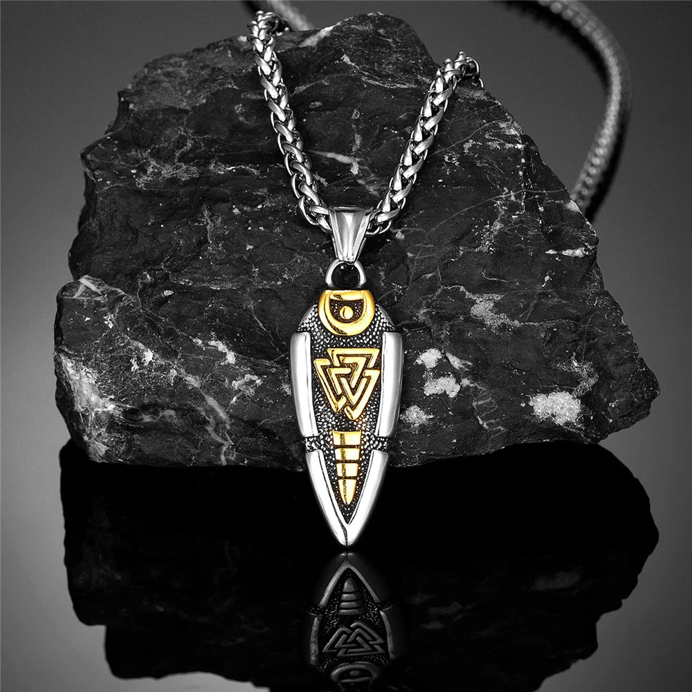 Men Stainless Steel Gungnir Pendant Viking Rune Valknut in USA