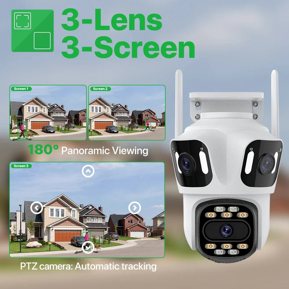 Three Screen IP Camera WiFi External Dual Lens IN USA.