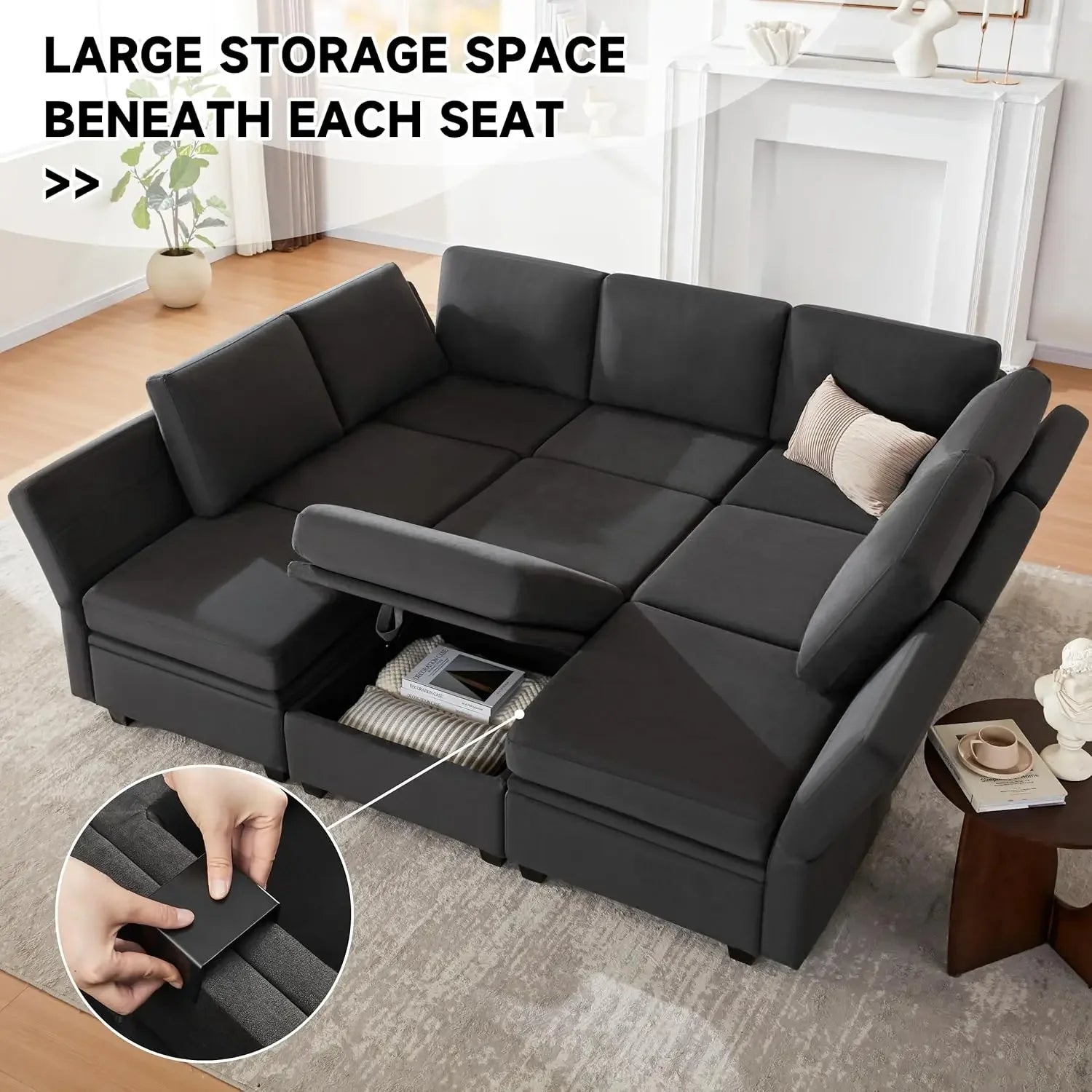 Modular Sectional Sleeper Sofa, Sectional Couch Reversible IN USA.