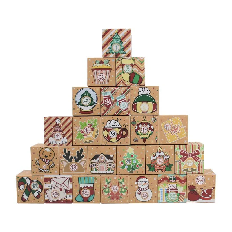 24pcs Christmas Advent Calendar Boxes DIY Paper Boxes For 24 Days Adve