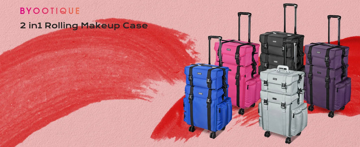 Rolling Makeup Train Case Hairstylist Traveling Bag in USA