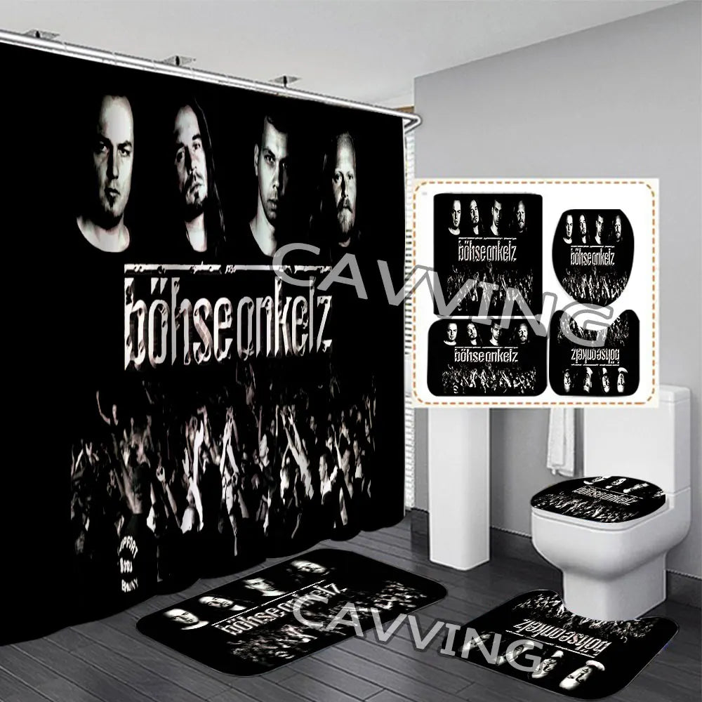 ROCK BAND 3D Shower Curtain Waterproof Bathroom Curtain in USA.