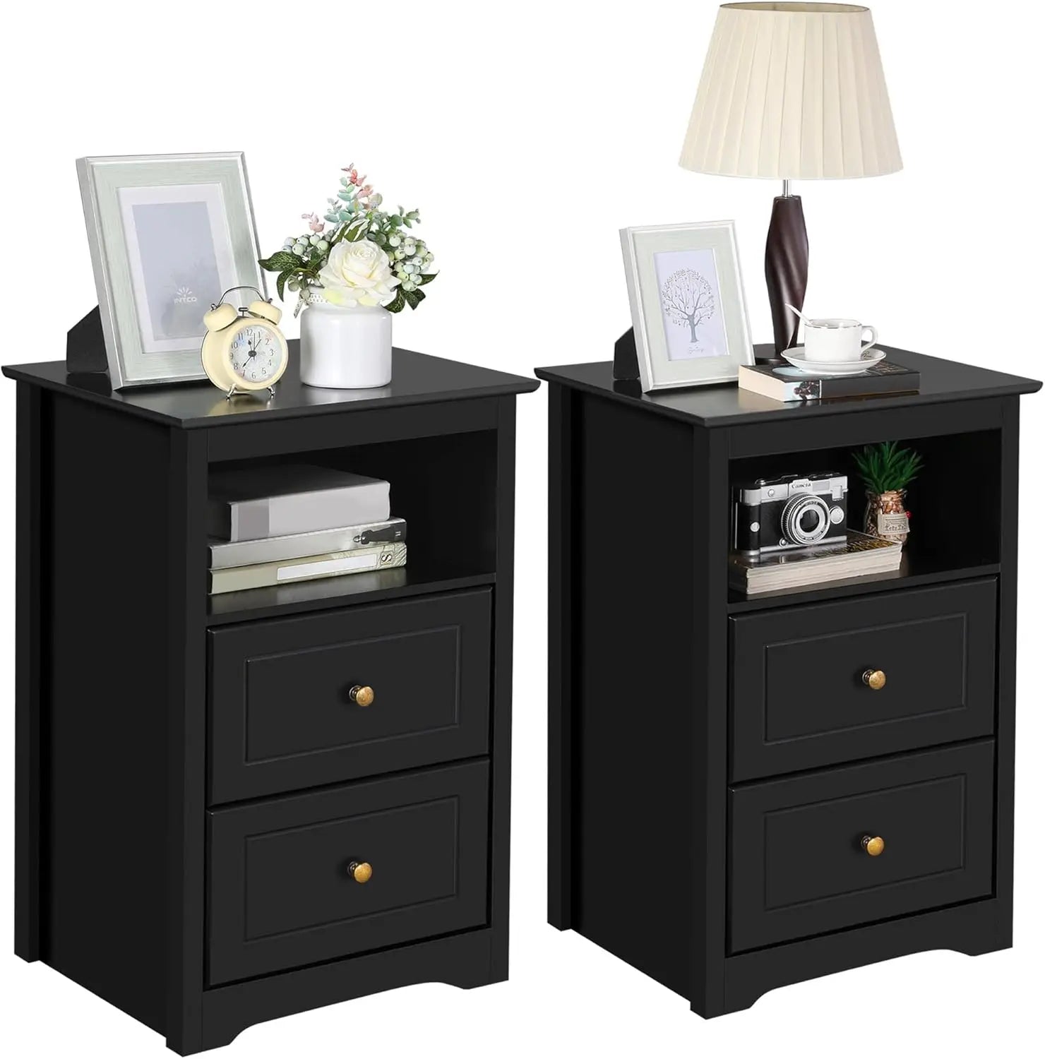 Nightstand Wooden Bedside Tables Drawer Cubby, in USA.