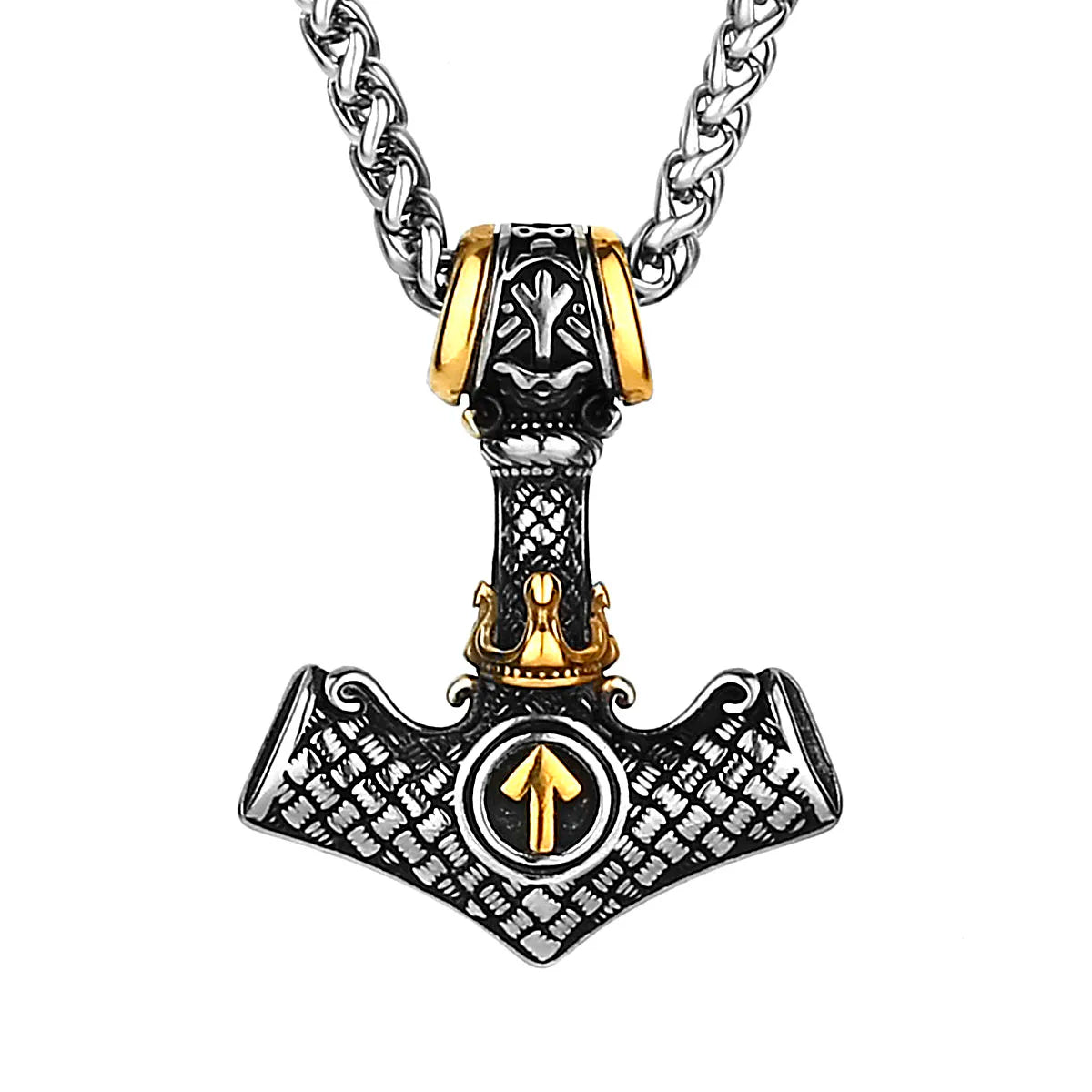 Nordic Mjolnir Valknut Rune Necklace Men's Amulet Pendan in USA