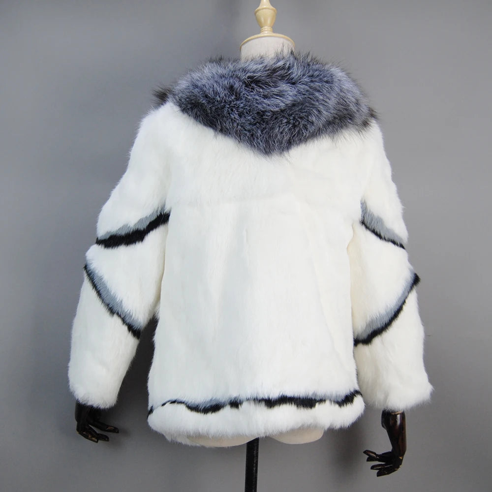 New Arrival Fashion Women Winter Full Pelt Rabbit Fur Coat in USA