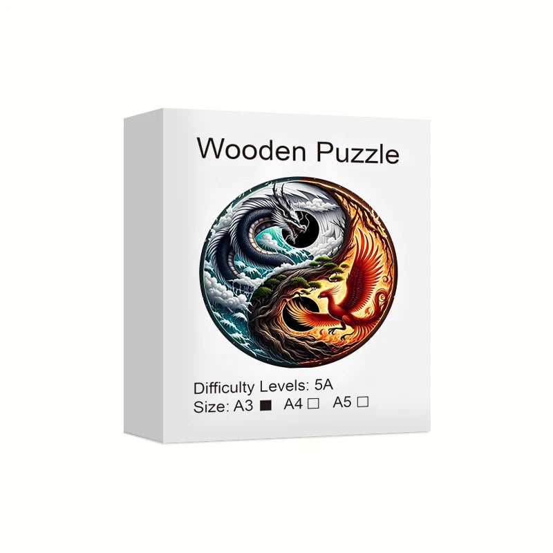 Dragon Phoenix Wooden Puzzle, Uniquely Irregular Animal Shaped in USA