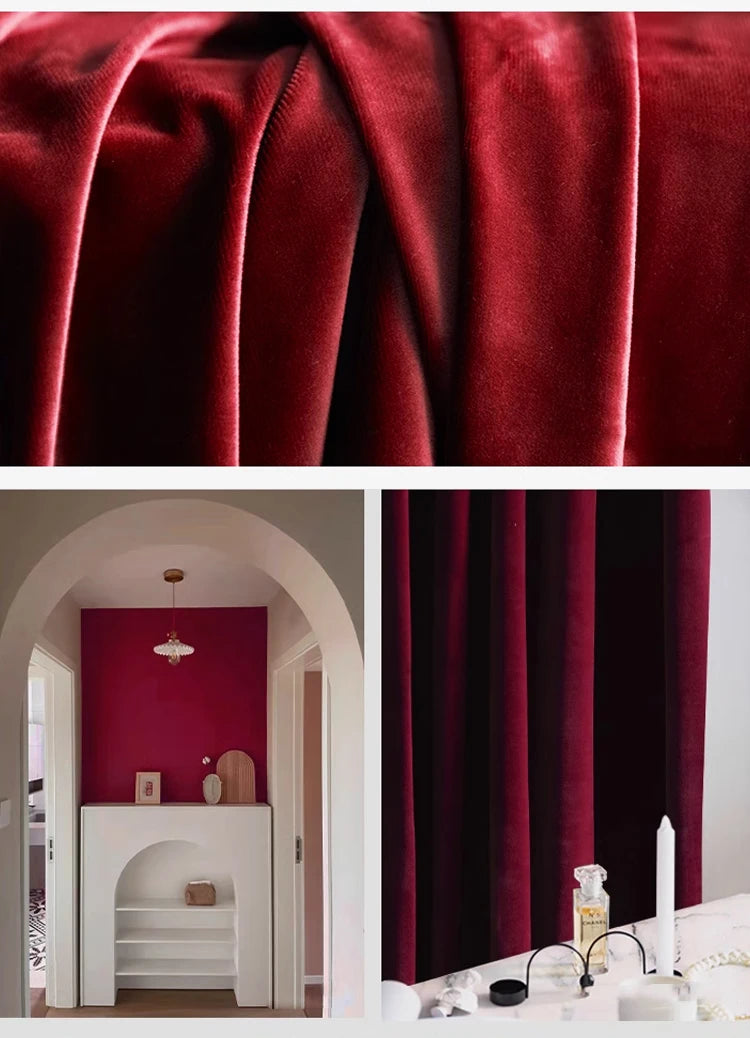 Solid Color Velvet Curtains Living Room Bedroom Blackout in USA