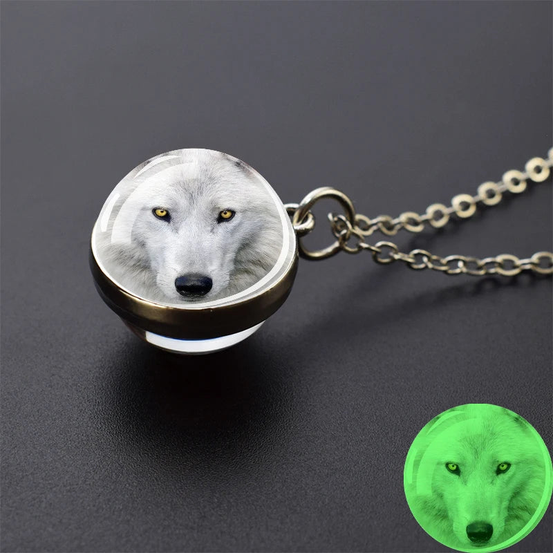 Glow Dark Wolf Necklaces Howling Wolf Head in USA