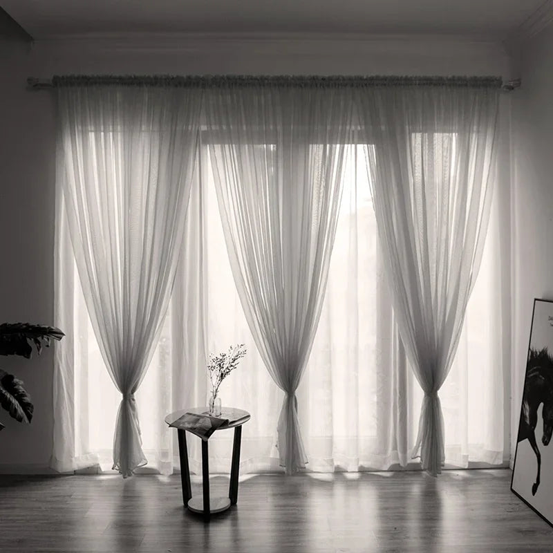 Solid White Tulle Sheer Window Curtains Living Room Bedroom in USA