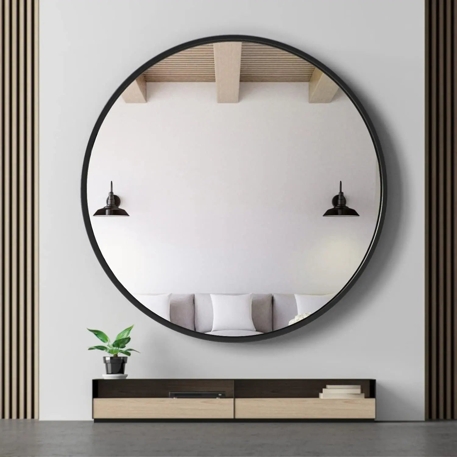 Round Wall Mirror Large Gold Wall Mounted Circle Mirror in USA.