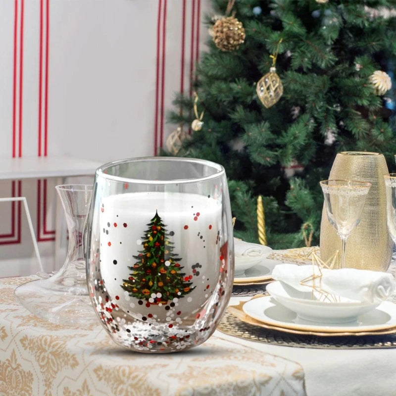 Insulated Double Walled Glass Coffee Christmas Water Cup in USA.