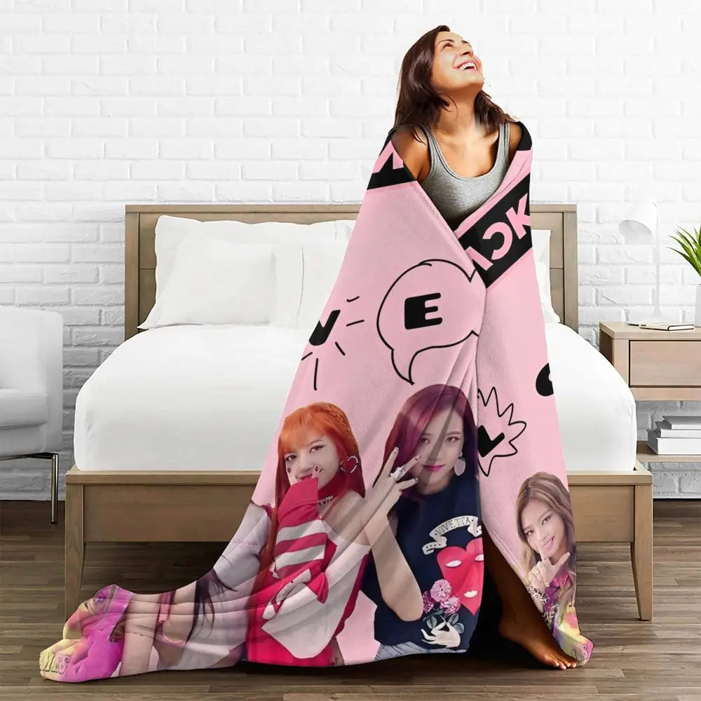 Music Idol Black-Pinks Girl Blankets Flannel All Season in USA