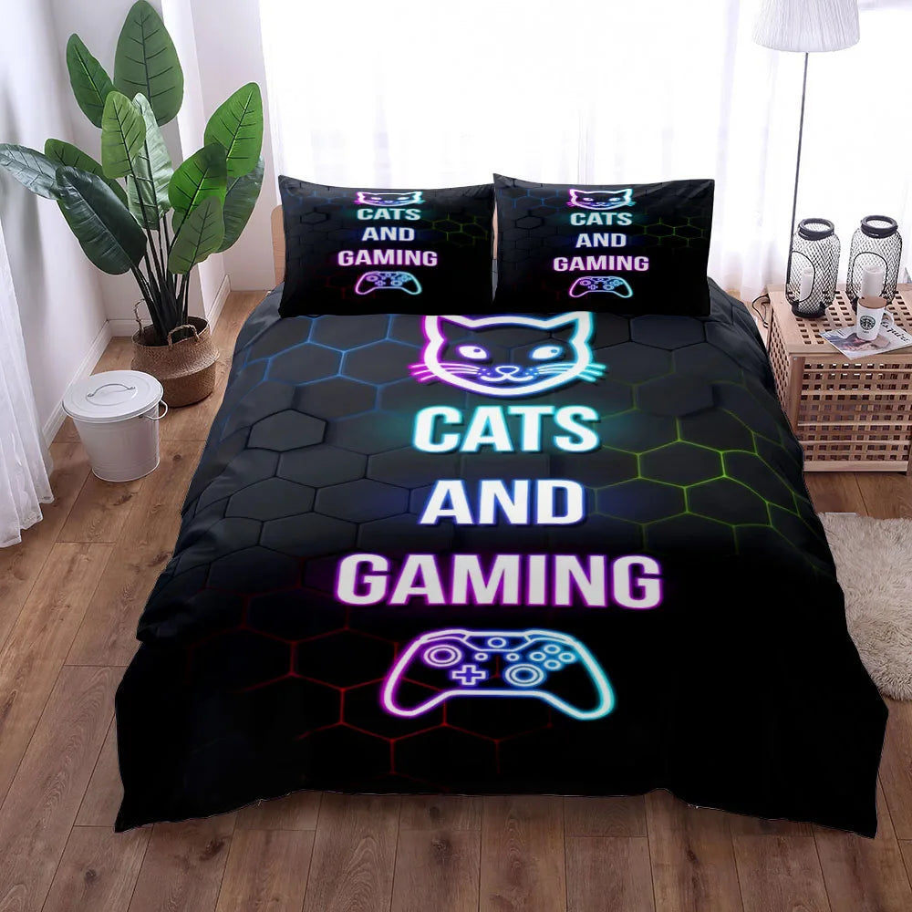 Cats n Gaming Duvet Cover Set without sheet in USA.