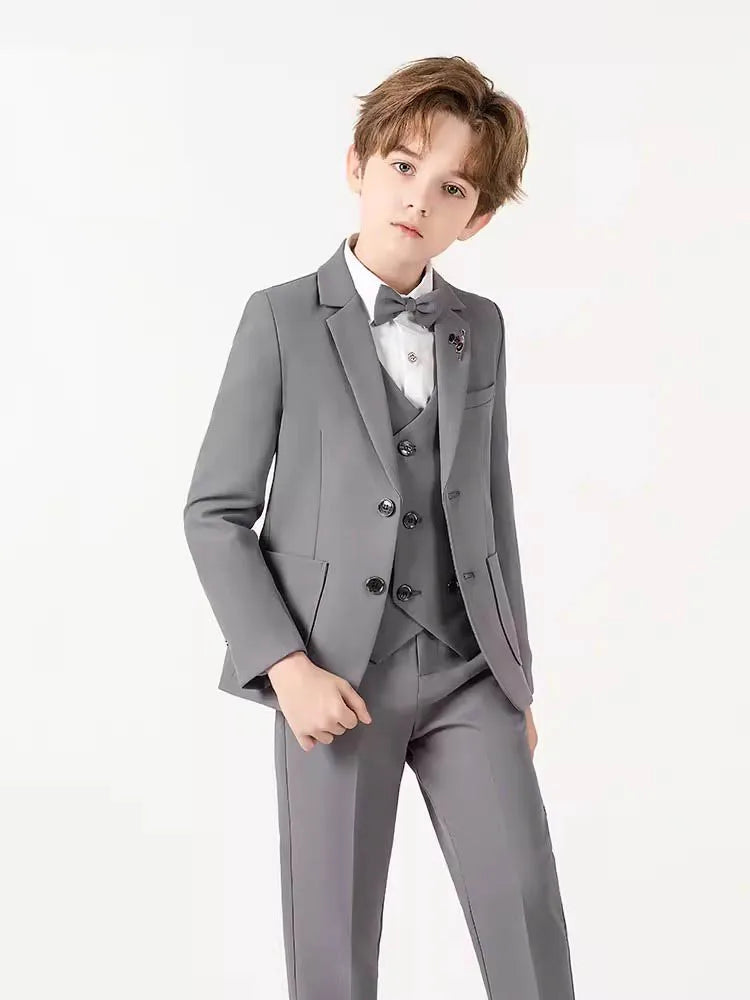 Gentleman Kids Beige Jacket Vest Pants Bowtie Brooch in USA