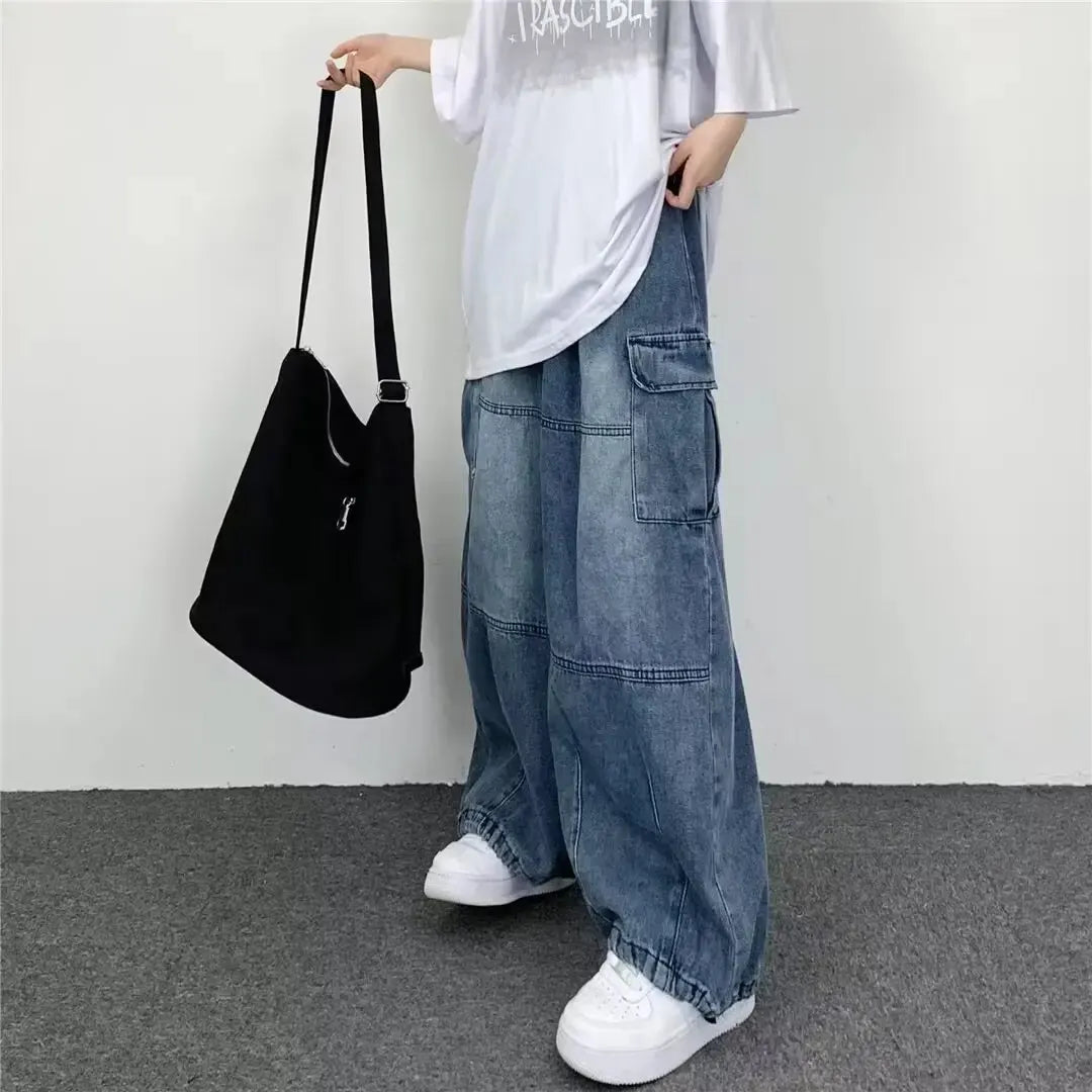 Men Straight Leg Casual High Street Hip Hop Jeans in USA