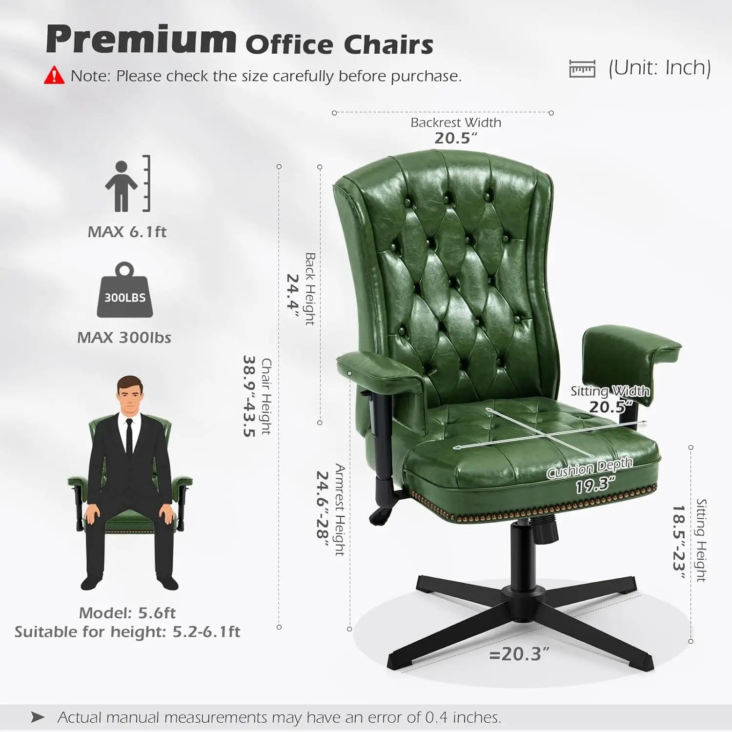 YAMASORO Ergonomic Executive Office Chair with Height-Adjustable in USA.