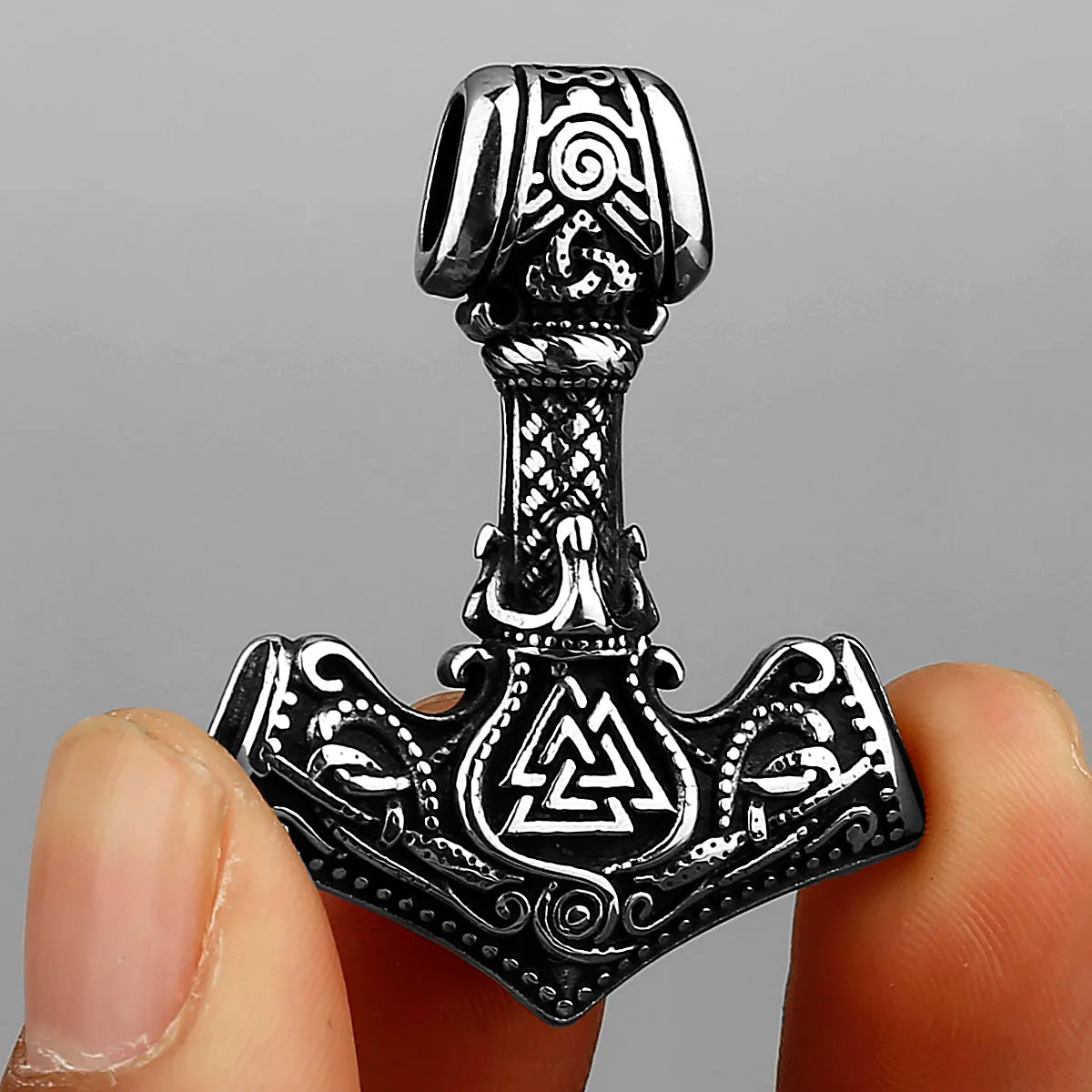 Nordic Mjolnir Valknut Rune Necklace Men's Amulet Pendan in USA