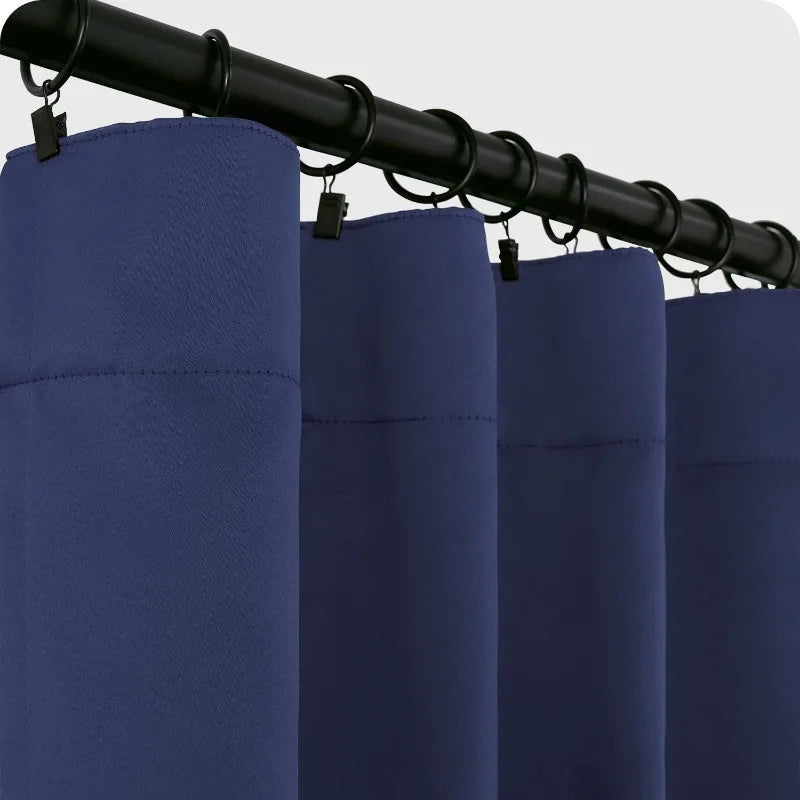 Navy Blue Elegant Blackout Curtains Rod Pocket in USA