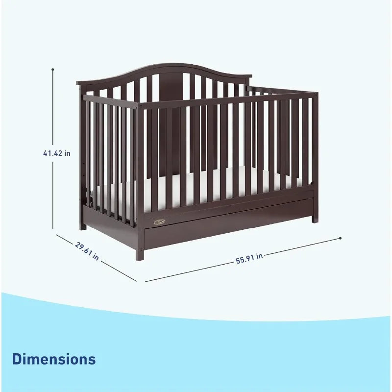 Convertible Crib Changer with Drawer (White) in USA