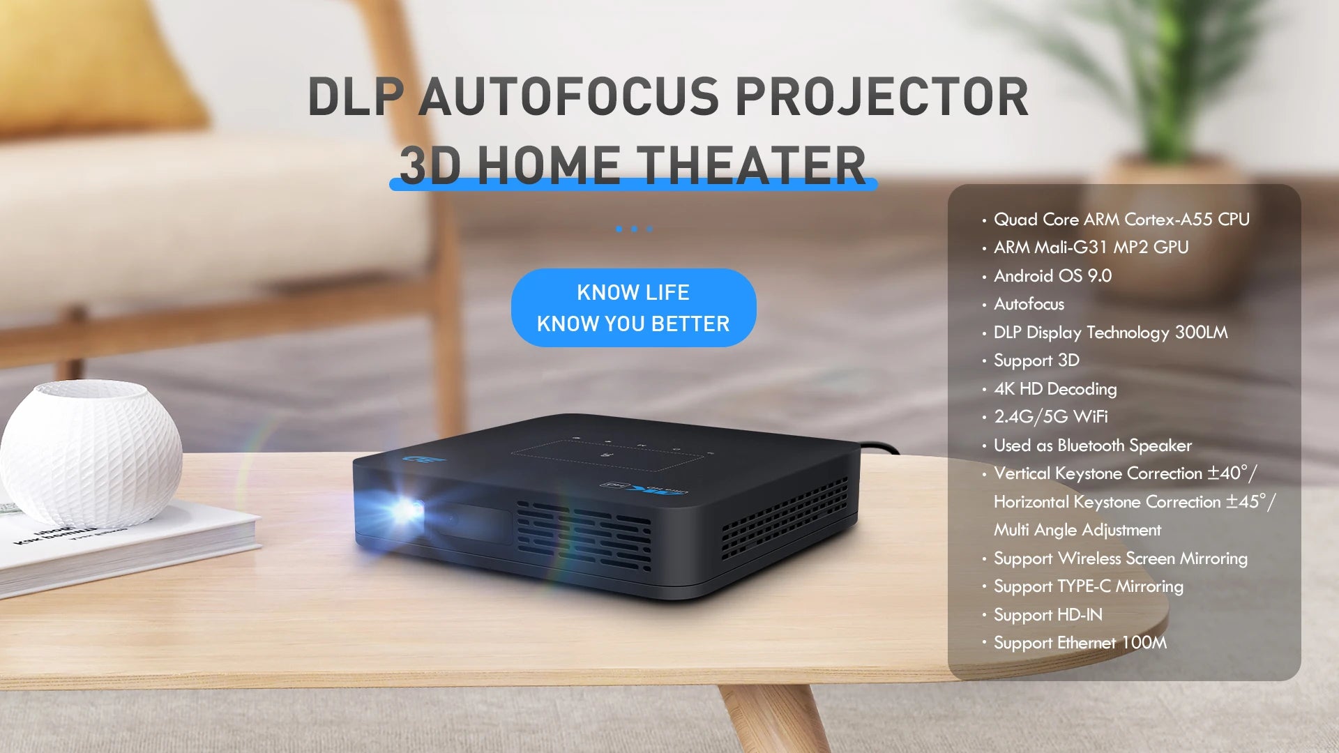 Mini Portable 4K Pro Projector Smart Home Theater LED in USA.