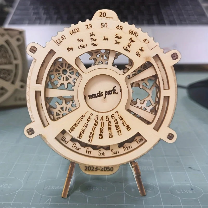 Wooden Puzzle Perpetual Calendar Mechanical Gears Toy in USA