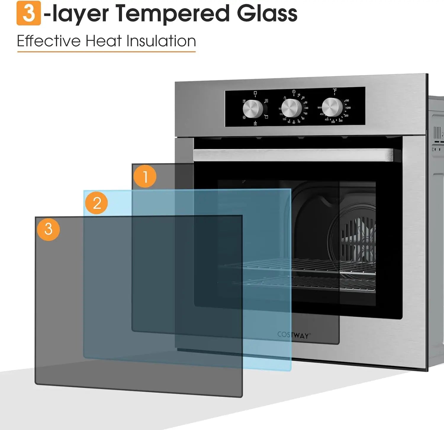 Costway 24"" Electric Single Wall Oven, Built-In Wall Oven in USA.