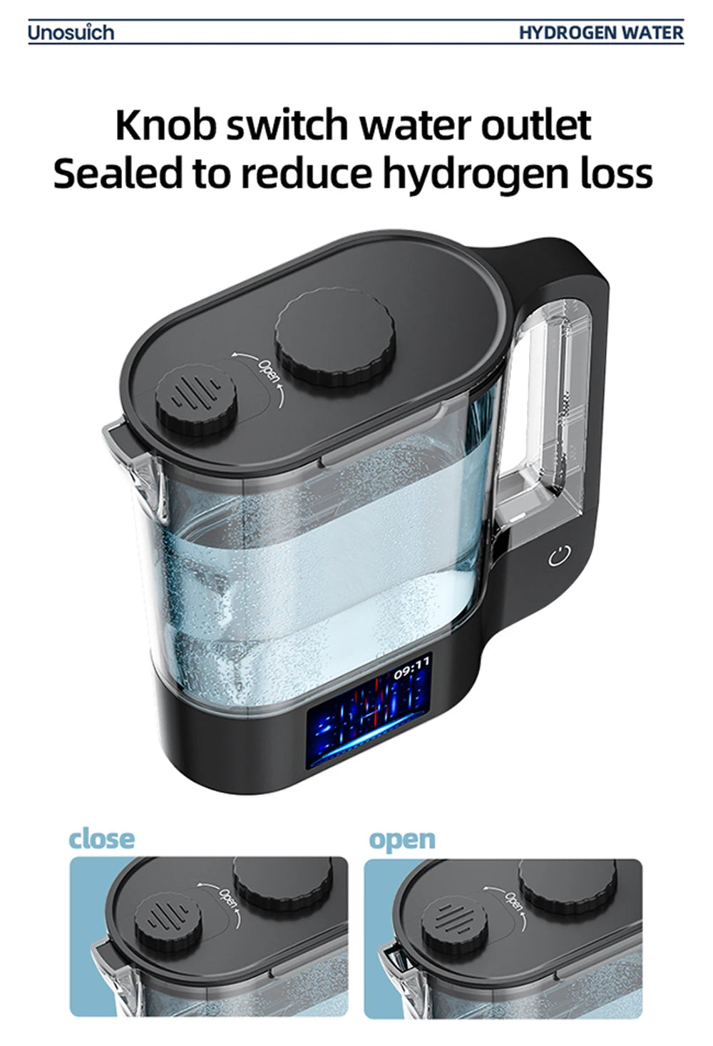 Hydrogen Water Pitcher,Hydrogen Kettle,2000ml Large Capacity in USA.