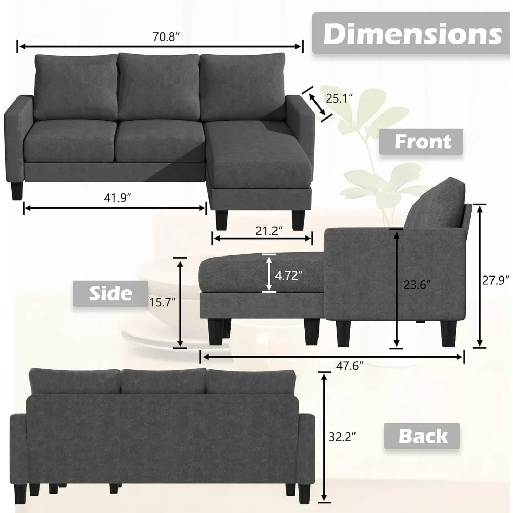 L-Shaped Convertible Seater Sectional Sofa IN USA.