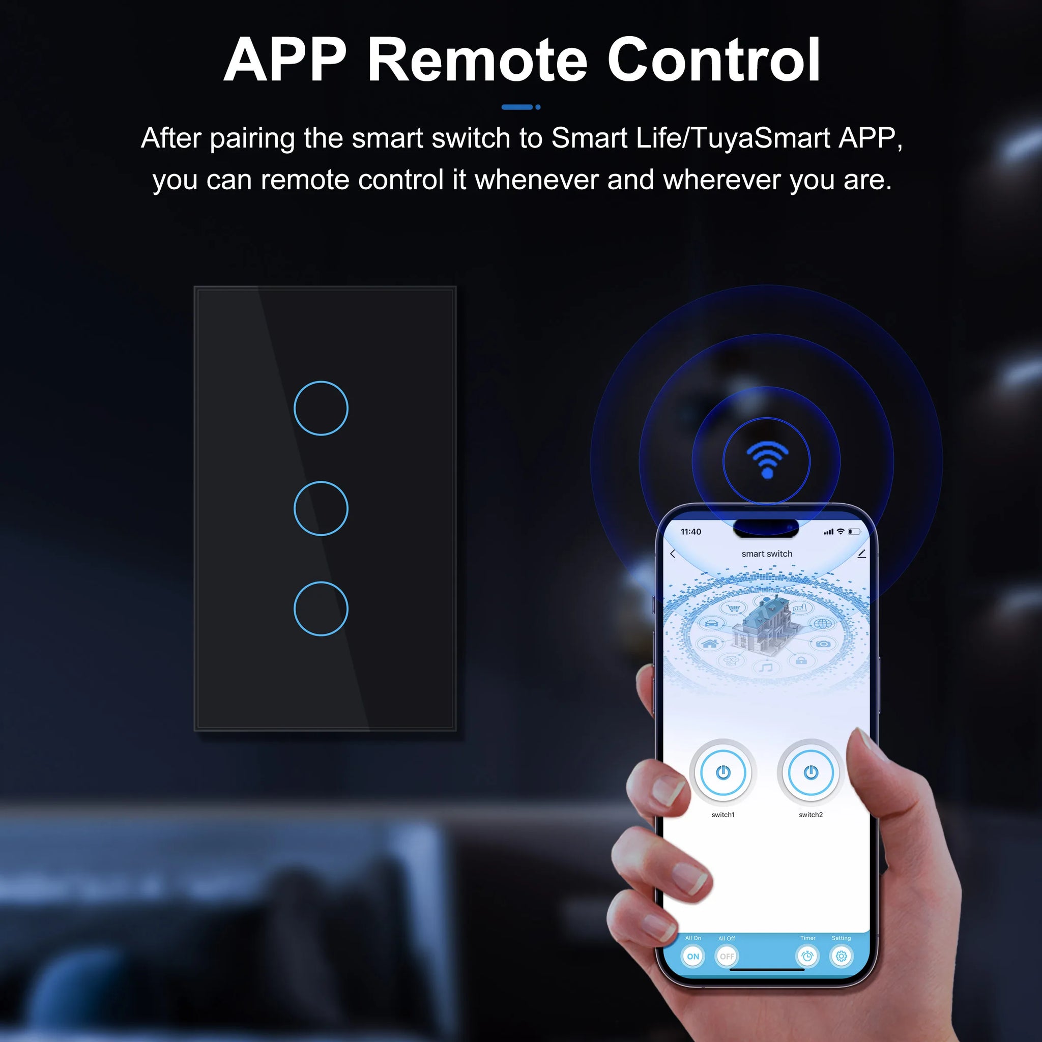 Smart Wifi Touch Switch No Neutral Wire Required Smart Home in USA.