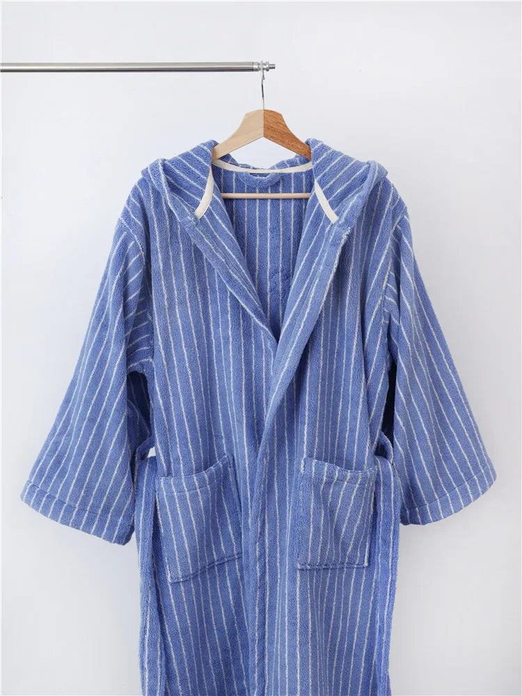 Fashion Striped Bathrobes Soft Cozy Absorbent Bath Towel